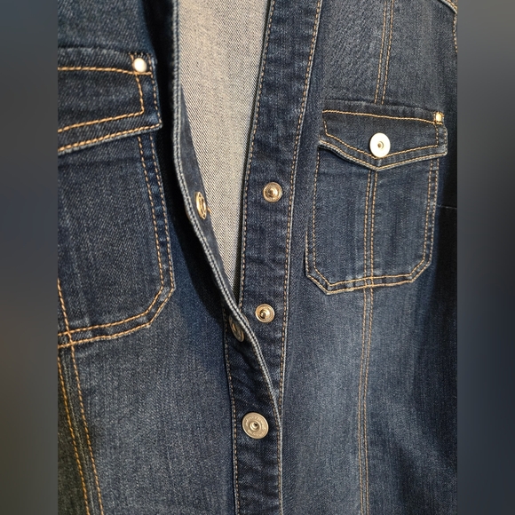 INC Denim Shirt Dress | Dark Wash | Button Front | Size 10 - Picture 5 of 7